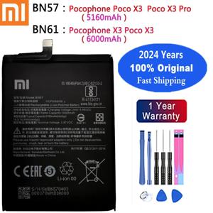 2024 년 하이 퀄리티 정품 배터리, 샤오미 포코폰 X3, POCO X3, X3 프로, NFC 휴대폰 교체 배터리, BN57, BN61