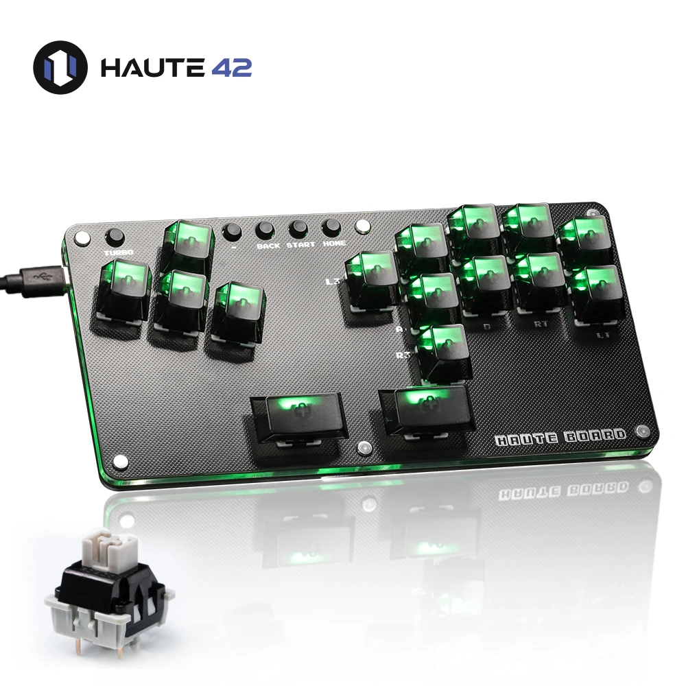 Haute42 파이트스틱 히트박스 레버리스 컨트롤러, 미니 스틱리스 아케이드 스틱, PC, PS3, PS4, 스위치 아케이드 히트박스 컨트롤러용
