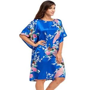 높은 품질 중국 여성 실크 홈 드레스 가운 여름 라운지 Nightshirt 짧은 소매 잠 옷 나이트 가운 플러스 크기 6XL A-073