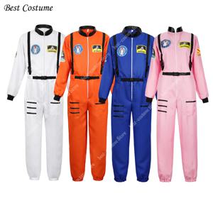 우주 비행사 의상 성인 우주복 남녀공용 커플 의상, 역할 놀이 카니발 지퍼 점프수트, 우주 비행사 흰색 의상 XS-3XL