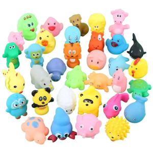 만화 동물 물고기 목욕 장난감, 다채로운 부드러운 고무, 아기 물놀이, 스퀴즈 사운드, 클래식 장난감, 팩당 5 개