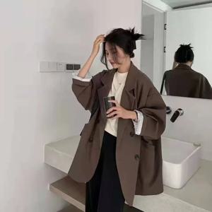 여성용 대형 블레이저 코트, 한국 버전, 루즈핏 상의, 사무복, 그레이스 가을 재킷, 봄 가을 패션