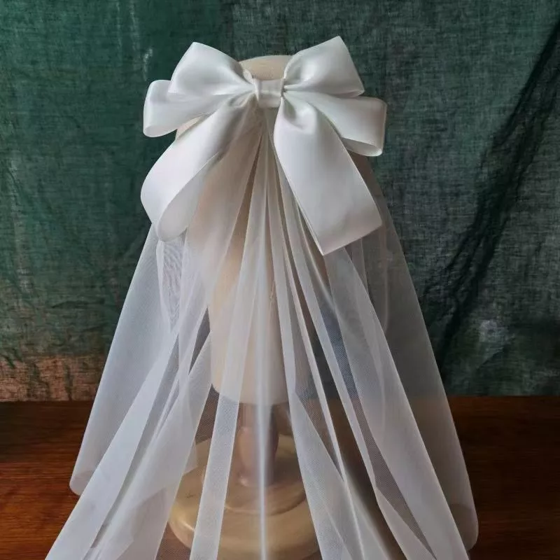 화이트 웨딩 베일 활 머리핀, 스위트 신부, 스몰 숏 베일 스튜디오 사진 드레스, 한국 일본 헤어