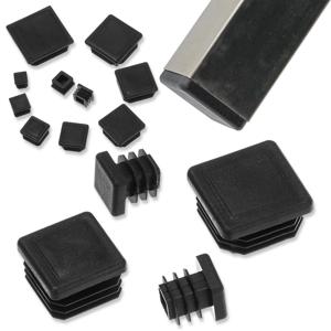 사각 플라스틱 블랙 블랭킹 엔드 캡 튜브 파이프 삽입 플러그 마개, 15x15 ~ 60x60mm, 10 개