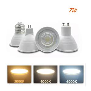 조광 LED COB 스포트라이트 LED 전구, 고품질 알루미늄, 슈퍼 브라이트, E27 E14 GU10, GU5.3, MR16, B15, E12, 7W, 220V, 110V