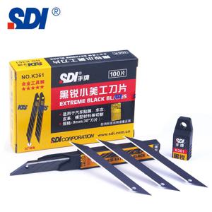 SDI K361 블랙 블레이드, 작은 필름 조각, 30 도 SK2 합금강 날카로운 커팅 페이퍼 블레이드, 가죽 원단 9mm, 상자당 100 개