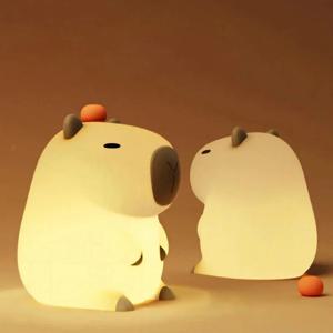 Capybara 야간 조명 귀여운 만화 실리콘 램프, USB 충전식 타이밍 디밍 수면 야간 램프, 어린이 방 장식