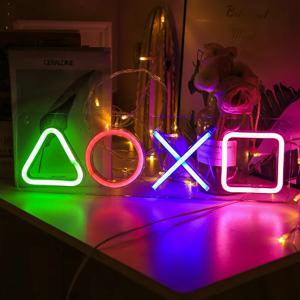 네온 사인 맞춤형 게임 아이콘 조명, 벽걸이 분위기 플레이스테이션 램프, 다채로운 LED 조명, 룸 바 클럽 플레이어 장식