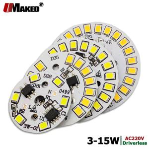 LED 모듈 SMD2835, LED PCB 알루미늄 램프 플레이트, 스마트 IC 드라이버 전구 패널, 웜/화이트 소스, AC220V, 3W, 5W, 7W, 9W, 12W, 15W