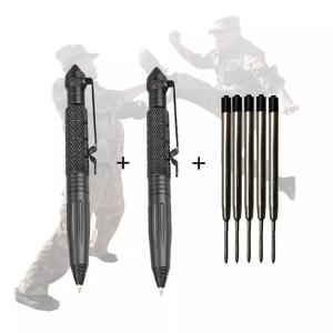 방어 전술 펜, 항공 알루미늄, 미끄럼 방지 군사 전술 펜, 유리 브레이커 펜, 자기 방어 EDC 야외 도구, 2 개