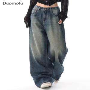 Duomofu 여성용 빈티지 시크한 슬림 단추 청바지, 하이웨이스트 청바지, 미국 기본 심플 캐주얼 패션, S-XL 헐렁한 청바지, 가을
