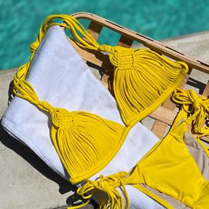 2024 브라질리언 비키니 붕대 줄무늬 수영복 투피스 세트, 여성 섹시한 비치웨어, 여름 신상