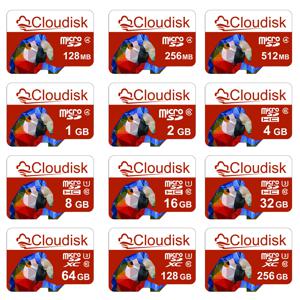 Clouddisk 메모리 카드, U3 앵무새 모티브 TF 마이크로 SD 카드, 휴대폰 태블릿용, 128GB, 256GB, 64GB, 32GB, 16GB, 8GB, 4GB, 2GB, 1GB, C10