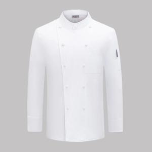 흰색 요리사 재킷 긴 소매 티셔츠, 호텔 요리사 유니폼, 레스토랑 요리사 코트, 베이커리 통기성 요리 의류 로고
