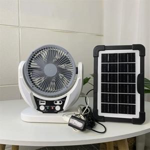태양 에너지 전기 선풍기 AC DC 충전식 테이블 선풍기, LED USB 포트, 가정 사무실 냉각 공기 선풍기, 가정용 책상, 야외 8 인치