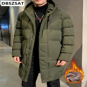 남성용 롱 파카 따뜻한 재킷, 플리스 라이너, 후드 윈드브레이커 코트, 두꺼운 면 패딩 보온 파카, 플러스 사이즈 8XL, 겨울