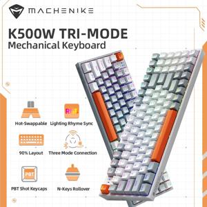 Machenike 무선 기계식 키보드, 핫 스왑 트라이 모드, 94 키, RGB 백라이트 게이밍 키보드, PC 게이머 노트북용, K500W