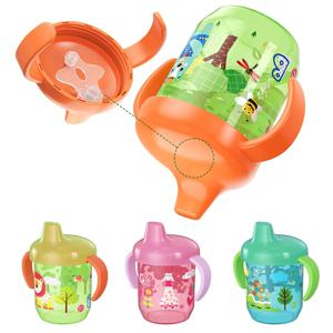 더블 핸들 플립 뚜껑이 달린 귀여운 오리너구리 컵, 아기 학습 마시는 컵, BPA 프리 누출 방지 유아 물컵, 뚜껑이 달린 병