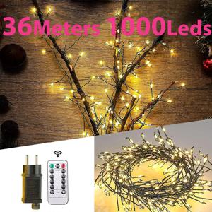 LED 클러스터 크리스마스 트리 스트링 조명, 야외 장식 실내 램프, 할로윈 웨딩 파티 방수 요정 조명, 36M