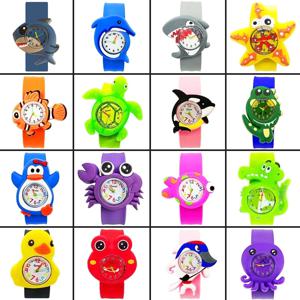 어린이 슬랩 시계, 43 종류 물 동물 만화 불가사리 거북이 상어 펭귄 장난감, 아기 학습 시간 시계, 어린이 시계 선물