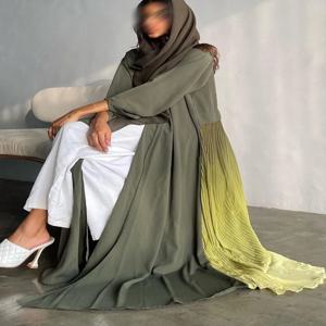 Eid 무슬림 아바야 여성용 주름 쉬폰 아바야스 사우디 아라비아 파티 원피스, 라마단 맥시 베스티도, 모로코 카프탄 롱 로브 2024