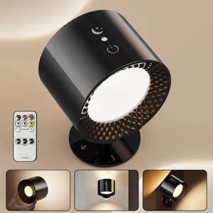 LED 더블 헤드 벽 램프 터치 컨트롤, 원격 360 회전식 USB 충전, 무선 휴대용 야간 조명, 침실 독서 램프