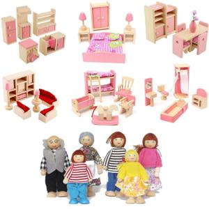 어린이용 나무 인형 집 가구 미니어처 장난감, 어린이 집 놀이 장난감, 미니 가구 세트, 인형 장난감, 소년 소녀 선물