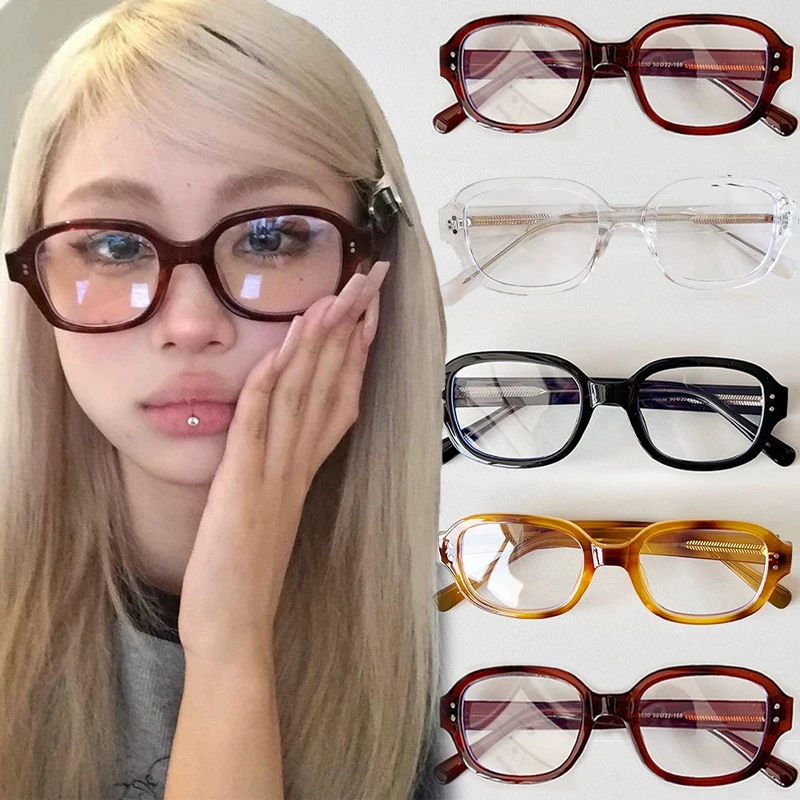 레트로 사각 프레임 안경, 빨간 컴퓨터 독서 안경, 투명 블루 라이트 차단 안경, 빈티지 장식 고글