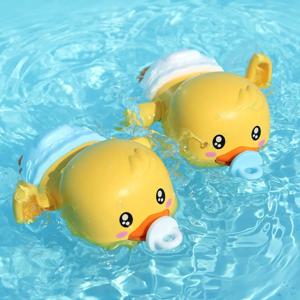 아기 목욕 장난감 물 체인 시계 태엽, 귀여운 수영 노란 오리 장난감, 유아 수영장 해변 클래식 장난감, 어린이 물놀이
