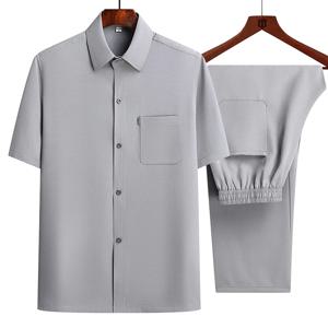 100% 코튼 리넨 운동복 셔츠 및 바지 남성용 캐주얼 세트, 중국 스타일 셔츠 및 바지 M-4XL, 2024 여름 패션