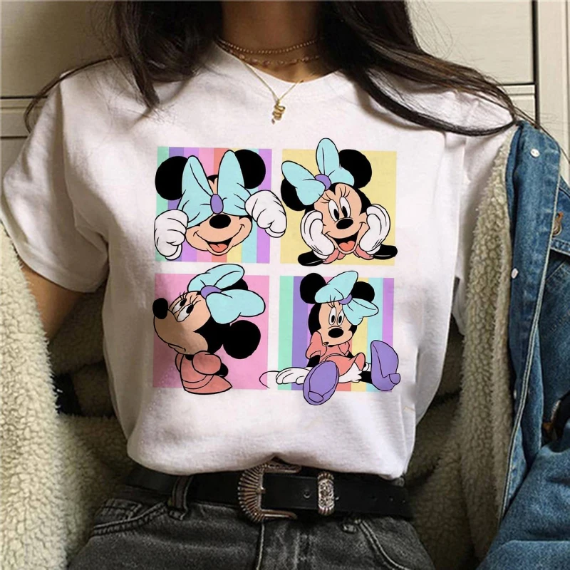 미키 90 년대 Y2k 미니 마우스 모자 프린트 티셔츠, 여성 패션 티셔츠, 카와이 디즈니 티셔츠