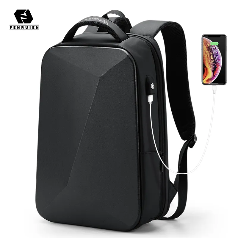 Fenruien 브랜드 노트북 배낭 안티-도난 방수 학교 배낭 USB 충전 남자 비즈니스 여행 가방 배낭 새로운 디자인