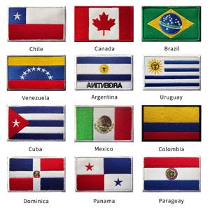 아메리카 국가 국기 벨크로 자수 패치, 칠레, 브라질, 멕시코, 파나마, 아르헨티나, 쿠바 국기 배지 완장, DIY 스티커