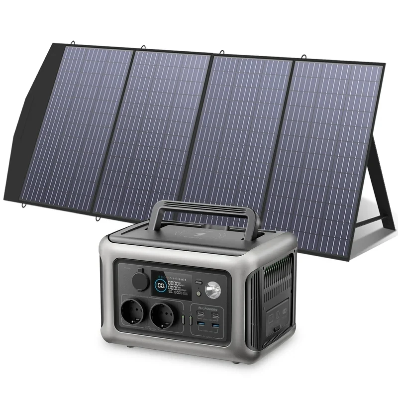 ALLPOWERS R600 태양광 발전기, 태양열 패널 포함, 600W 299Wh LiFePO4 휴대용 발전소, 캠프용 태양열 충전기 포함