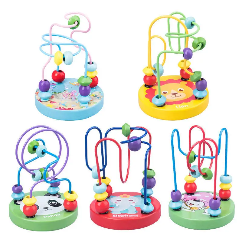 미니 나무 미로 서클 어라운드 구슬 주판 수학 퍼즐 아기 장난감, 몬테소리 교육 장난감 게임, 어린이 1, 2, 3 세