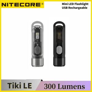NITECORE TIKI 키 체인 라이트, 300 루멘, C 타입 충전식 내장 배터리, 보조 적색 및 청색 트리플 라이트, LED 손전등