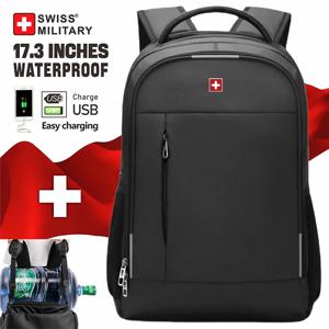 스위스 밀리터리 남성용 노트북 배낭, 비즈니스 배낭 학교 방수 USB 대용량 가방, 17 인치 패션 백팩
