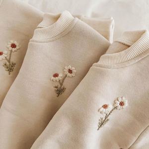 여아용 꽃 플리스 풀오버 스웨트셔츠 및 바지 세트, 따뜻한 운동복, 유아 소녀 옷 복장, 한국 겨울