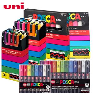 Uni Posca 아크릴 페인트 마커 펜 세트, Plumones Marcadores 일본 문구 PC-1M, 3m 5m, 컬러 그래피티 미술 용품