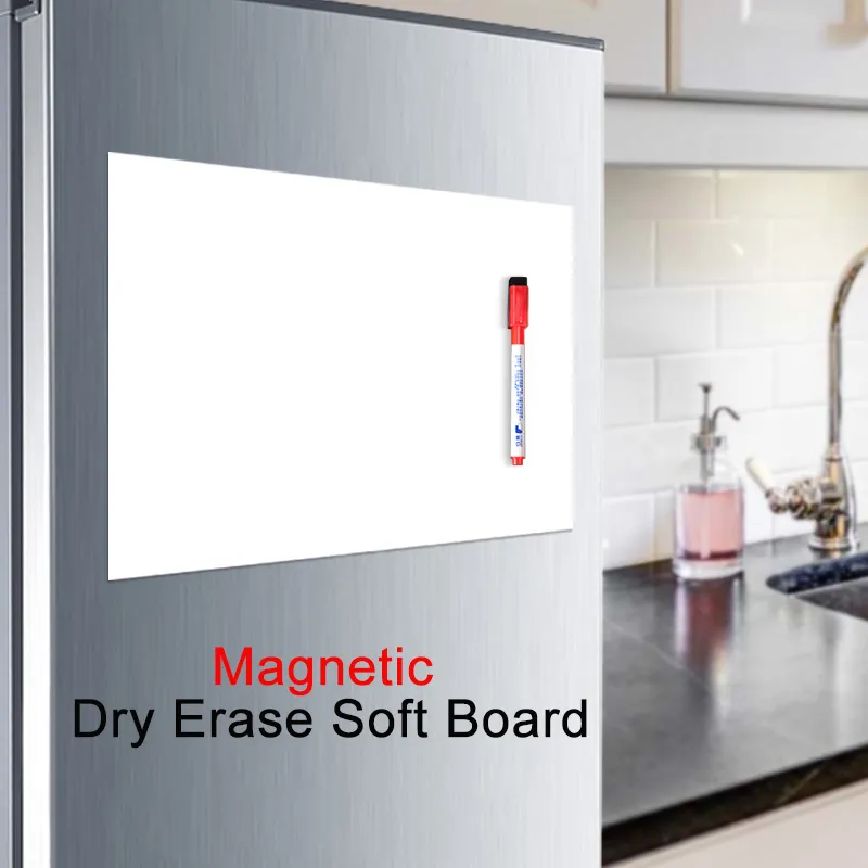 마그네틱 드라이 지우기 보드, 냉장고 마커, 화이트 보드 시트, 가정 주방, 지울 수 있는 유연한 냉장고 자석 메모, 식료품 목록, A4