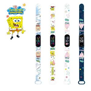 스폰지밥 어린이 팔찌 사각팬츠, 만화 애니메이션 어린이 시계 장난감, 터치 방수 전자 시계 선물, 신제품