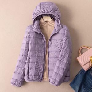 여성용 가을 다운 재킷 2022 화이트 덕 다운 울트라 라이트 패션 후드 보온 패딩 재킷, 신제품 90%