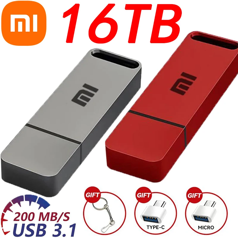 샤오미 금속 USB 3.1 펜 드라이브 키, 고속 펜 드라이브, 미니 플래시 드라이브, 메모리 스틱 방수, USB 16TB, 2TB, 4TB
