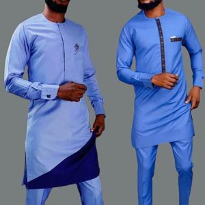 남성용 나이지리아 전통 의상, 우아한 웨딩 세트 세트, 이슬람 남성 의류, 럭셔리 무슬림 아그바다, 아프리카 의류, 2 개, 신제품