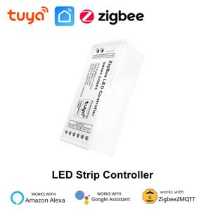 Tuya Zigbee RGB LED 스트립 컨트롤러, 단일 색상 RGB RGBW RGB + CCT LED 테이프, 음성 앱 제어, 12V LED 조명 컨트롤러, 알렉사