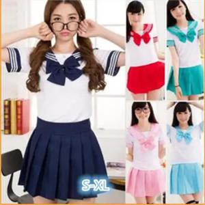 일본 학교 유니폼, 애니메이션 코스프레 세일러복, 반팔 상의, 넥타이, 스커트, 네이비 프레피 스타일, 소녀 학생 유니폼, 여름