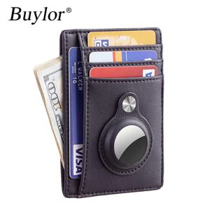 Buylor Rfid 남성용 카드 지갑, 에어 태그 비즈니스 신용 카드 홀더, 슬림 지갑 카드 케이스, 동전 지갑, PU 가죽 보호 커버