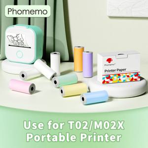 Phomemo 다채로운 열 스티커 종이 롤, 자체 접착 블랙 캐릭터, 민트 그린, 퍼플, 오렌지, 50mm x 3.5m, T02/M02X