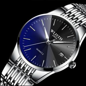 Wlisth-최고 브랜드 럭셔리 남성 여성 연인 방수 풀 스틸 비즈니스 시계, 남자 쿼츠 울트라 얇은 손목 시계