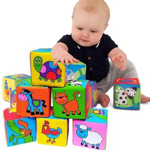 몬테소리 아기용 부드러운 블록 쌓기 빌딩 블록 장난감 딸랑이, 감각적인 패브릭 블록, 어린이 매칭 소프트 블록 세트
